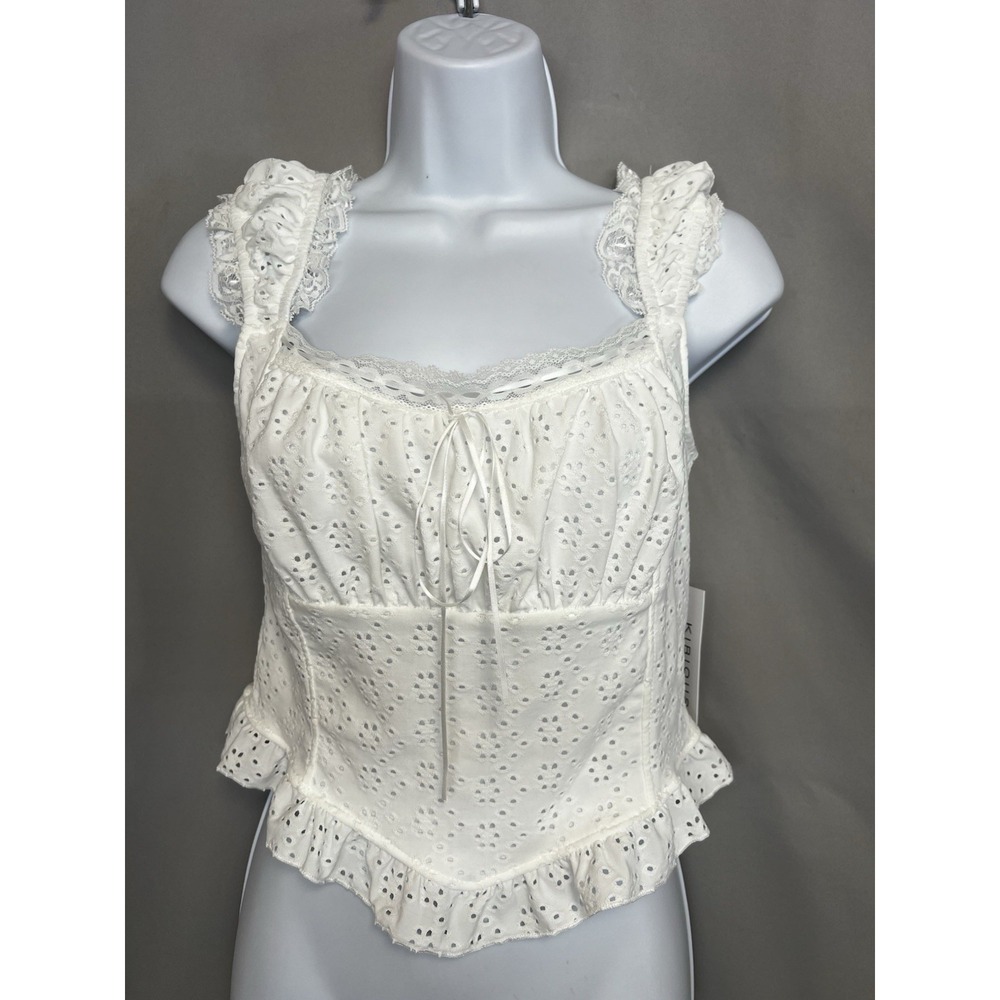 Kirious Women's White Top Eyelet Sz Medium New